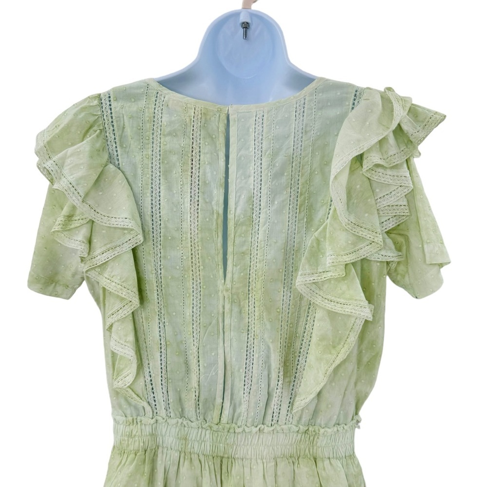 LoveShackFancy Natasha Green Lace Embroidered Tiered Ruffle Mini Dress Size L - Picture 9 of 12